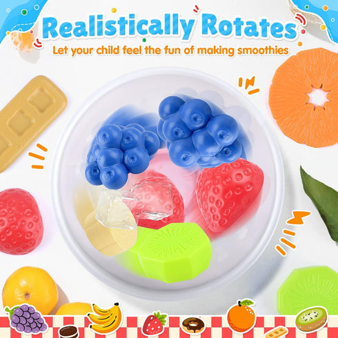 Set 27 3+ PLAY Smoothie Maker Toy Blender - Pcs Pretend Play Kitchen Appliance for Kids with Realistic Action, Light