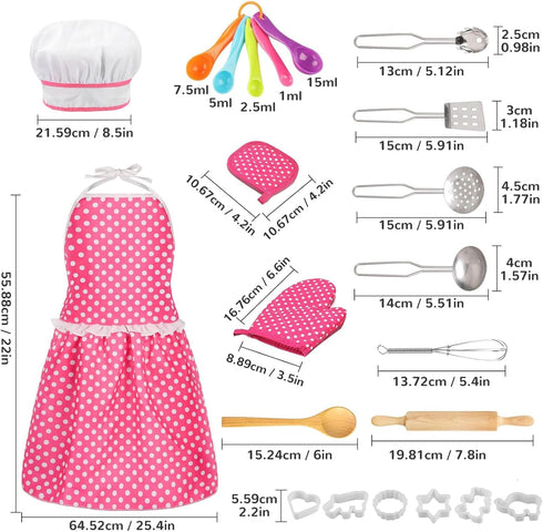 MEIDAYAI Set Set 3-8 Kids Cooking Baking , Kids Kitchen Pretend Play Toys, Children Chef Role Play Costume - Chef Hat