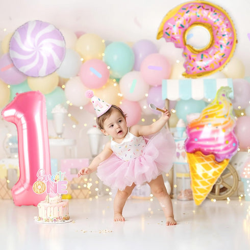 1st 150 Kriyokiaa Birthday Decorations for Girl Pcs Sweet One Birthday Party Decorations with Balloon Garland