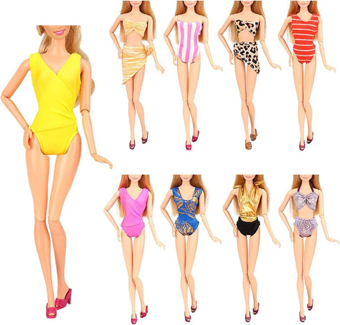 BARWA 12 Items Swimsuits Bathing Clothes for 11.5 inch Doll, 5 Pcs with 2 Pool Floaties and Shoes