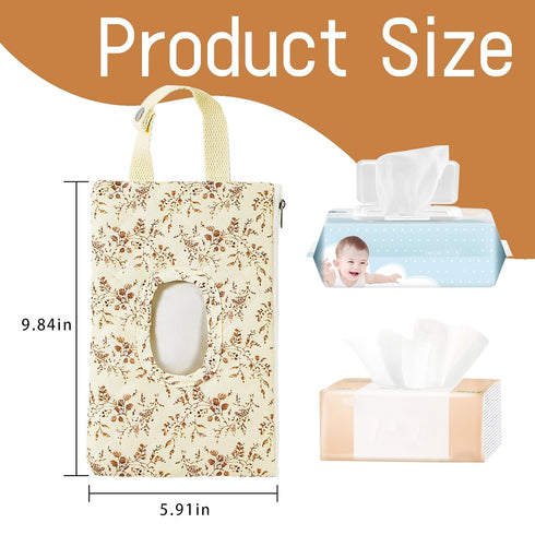 YATFRIK Quilted Baby Wipe Holder Floral Diaper Pouch Portable Quilted Wipes Bag for Car, Stroller