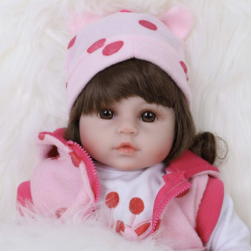 ENADOLL Reborn Baby Doll, Realistic Silicone Vinyl Polka Dot Giraffe Baby 16 inch Weighted Doll Gift Set