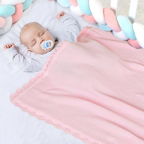 100% Cotton Baby Blanket, Light Pink, Knit Soft Warm Nursery Blanket, 30 x 40 Inches for Toddler Newborn