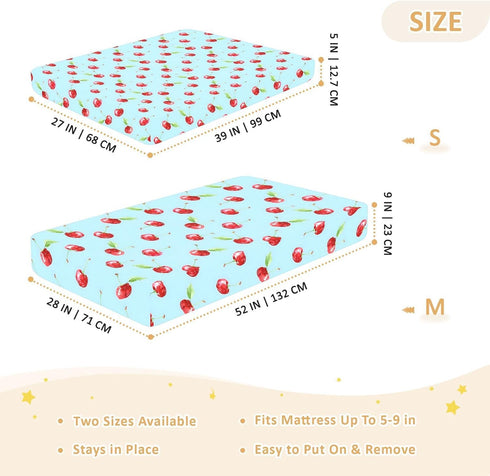 Soft Jersey Knit Crib Sheets for Boys or Girls - Red Cherries Pattern, Size M