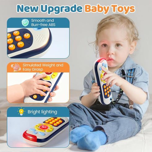 3 1-3 Orzbow Baby Remote Control Toy with Music, Realistic TV Remote Toy with Lights and Sounds, Modes(Learning, Music