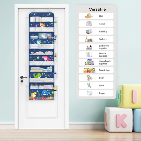 Closet 5-Tier Clastyle Ocean Animals Over the Door Organizer Fish Nursery Hanging Storage Organizer for Kids Clothes