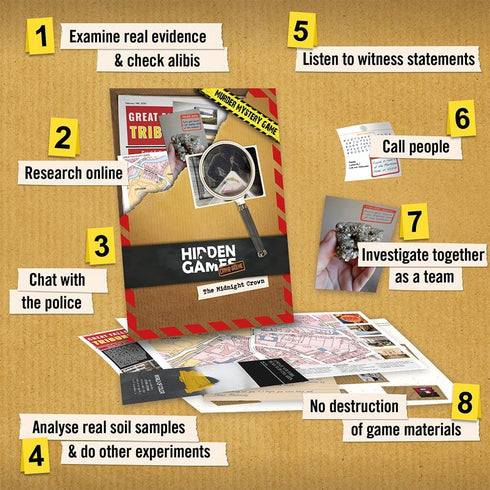 Hidden Games: The Midnight Crown – Murder Mystery Game for Game Nights, Play Detective to Crack the Case