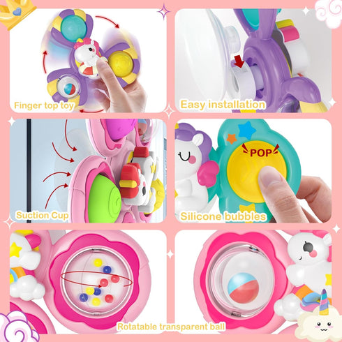 seveclotree 3PCS 1 1-3,Toddler Suction Cup Spinner Toys for Year Old Girls Boys, Baby Bath Toys,Spinners for Kids