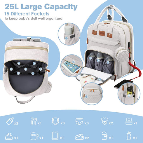 Backpack, JSTPRO Diaper Bag Large Diaper Bag with Changing Station, New Mom Gifts, Lightweight Waterproof Unisex Diaper