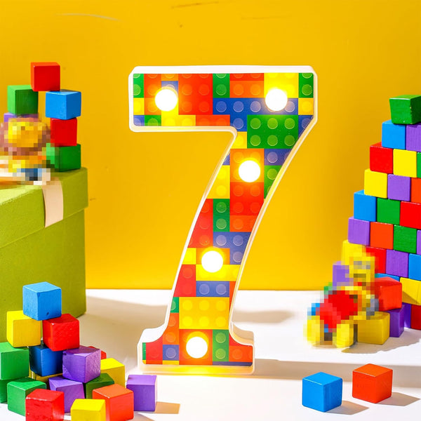 Baquler Building Block Light up Number Birthday Decoration Sign Marquee LED Numbers