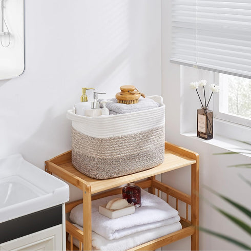 Pack 3, OIAHOMY Storage Basket, Woven Baskets for Storage, Cotton Rope Basket for toys,Towel Baskets for Bathroom