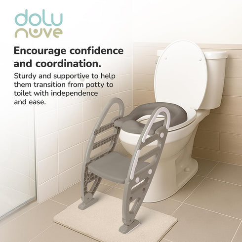 DOLU NUVE 2+, Toilet Training Seat with Ladder, Potty Chair with Non-Slip Steps and High Splash for Kids and Toddlers