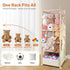BENCHRY Stuffed Animal Storage with Tiny Toys Tray, Wood Stuffed Animal Zoo Storage with Brake Wheels, Space-Saving