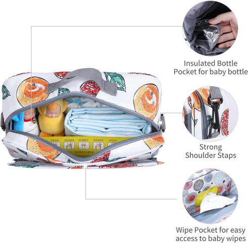 Non-Slip Stroller Organizer Bag for Diapers with Insulated Pocket, Hooks, Adjustable Strap, Universal Fit for Most