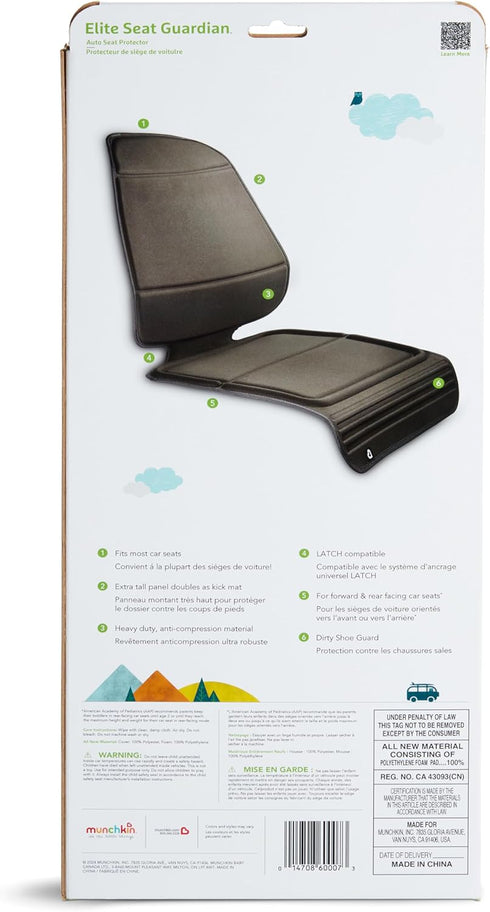 Munchkin Elite Seat Guardian Child Car Seat Protector, Dark Grey with Grime Guard Fabric