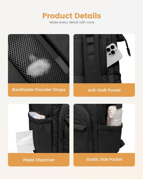 Backpack, Backpack LOVEVOOK Diaper Bag Large Baby Bag for Girl Boy with Changing Pad, Diaper for Mom Dad with Stroller