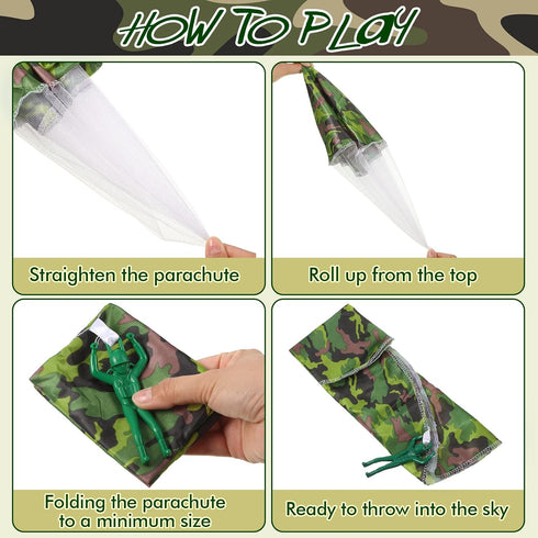 30 Set, Jerify Pcs Parachute Toys and Camouflage Foam Airplanes Parachute Army Men Toys for Kids Army Hand Throwing