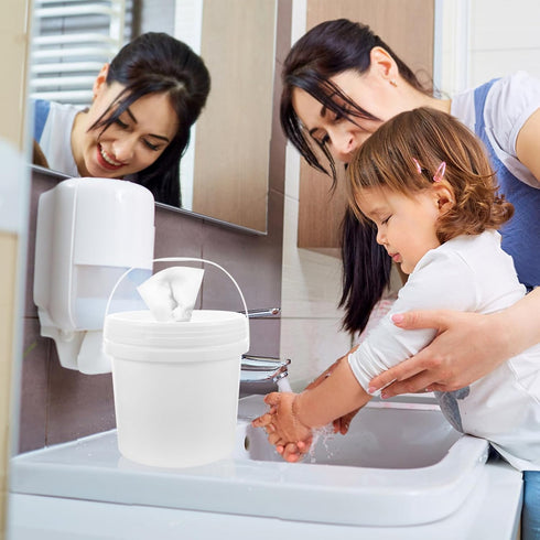 Wipe Bucket Refillable, Baby Wipes Container Paper Towel Diapers Dispenser Bathroom Wipes Bucket Reusable Wipes Box