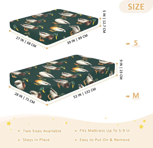 Mazeann 52" 28" 9" Birds Mallard Ducks Crib Sheets Soft Breathable Fitted Cotton Baby Crib Sheets Mattress Cover
