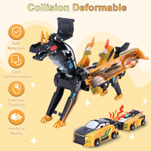 SOYUOI 2-in-1 Transforming Dinosaur Car Toy Magnetic Collision Robots for Kids | Exciting Transformation Play for Boys