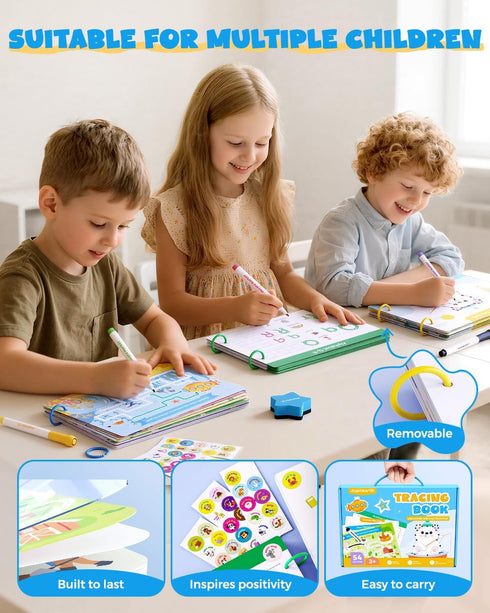 54 3-5, 3 4 5 Preschool Learning Activities Reusable Pages, Tracing Books for Kids Ages Toddler Activities Busy Book