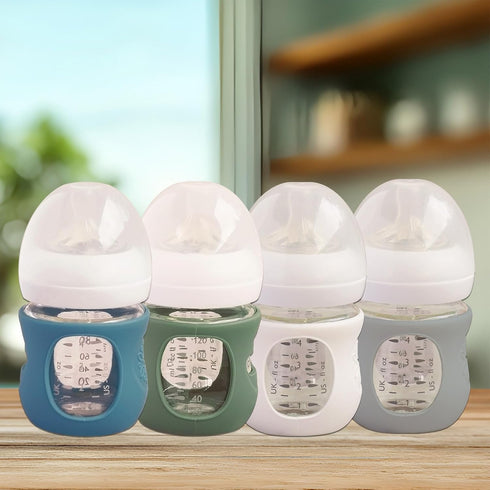 Kingwi 4 Pack (4 4 OZ) Silicone Sleeves for Avent Natural Glass Baby Bottles, Anti Breakage Bottle Holder, Compatible
