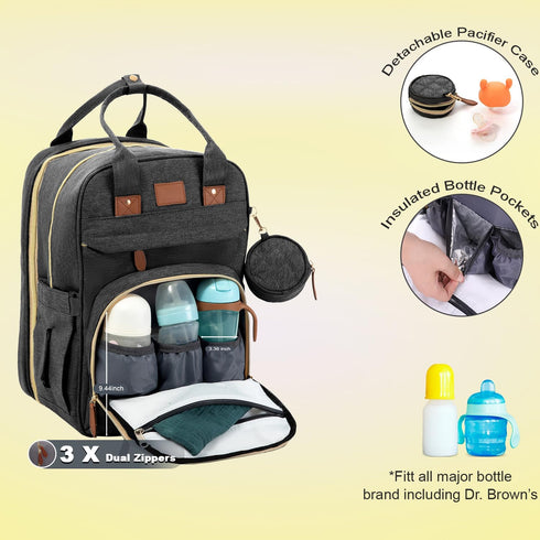 BosiBozi Backpack, Baby Diaper Bag Waterproof & Multi-Functional Baby Bag for Moms Dads, Travel Diaper Bag
