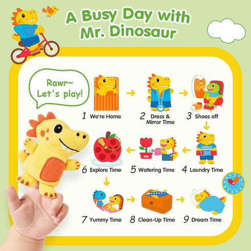 1-3 1 1 hahaland Busy Book for Toddlers - Montessori Toys for Year Old Boy Gifts, Sensory Toys, Dinosaur Soft Fabric