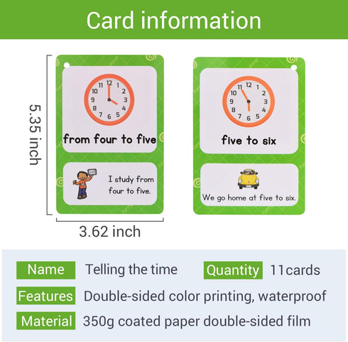20 Analog Clocks Telling Time Flashcards, Educational Learning Toys for Toddlers, Kindergarten Supplies