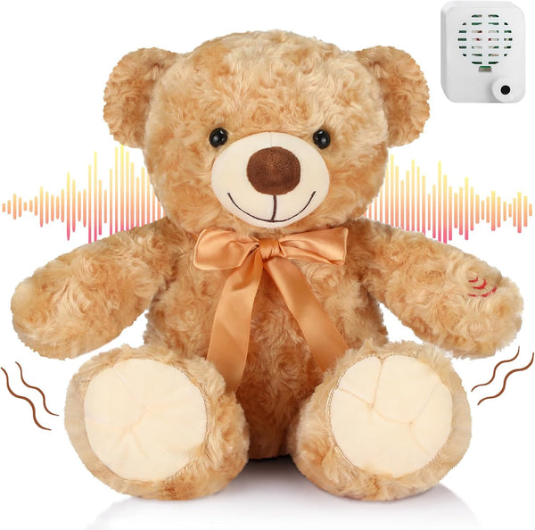 Liliful 12 Inch Plush Bear Stuffed Animal, Recordable Sound Module, Brown Bear Soft Doll for Party Gift