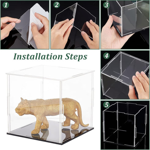 FINGERINSPIRE Clear Acrylic Display Case - 4x4x4 Inch Cube, Dustproof Protection Showcase for Action Figures