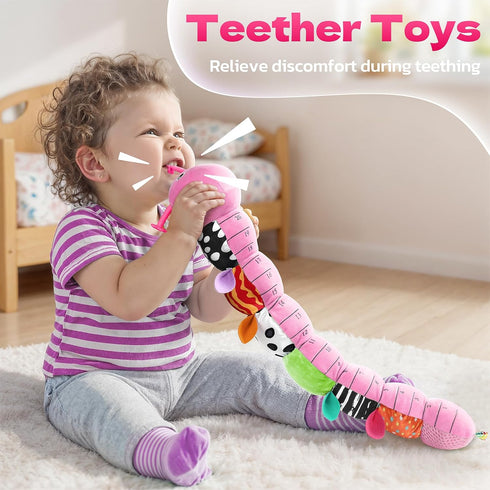 HEMRLY 0-6 Tummy 0-3-6-12 Baby Gifts Toys, Sensory Toy Months, Musical Stuffed Caterpillar Plush with Soft Teether
