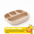 Baby Feeding Set by Muqee Peeko as a Baby Feeding Essentials in Baby Apricot Color with Baby Suction Plates for Toddlers, Baby Bowls with Suction and Baby Spoon (3 Piece Set)