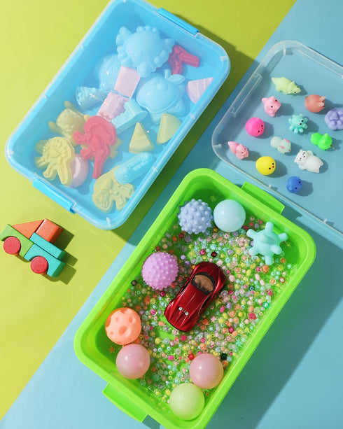 2 15in 3 4 5 6 Sensory Bin Sand Tray with Lid for Toddlers Pcs Portable Sandbox Toy Large Plastic Tray for Kids Fill