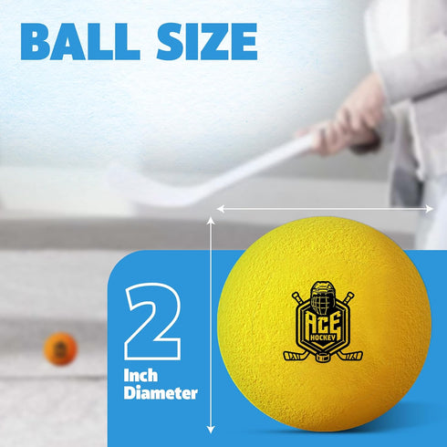 Mini Hockey Balls - 6 Soft Foam Balls for Knee and Floor Hockey - 2" Indoor Mini Hockey Balls