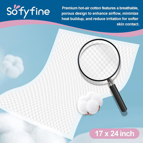 100 Count 17" 24"Portable SOFYFINE Disposable Changing Pads for Baby x Changing Diaper Liners for Mess Free Travel