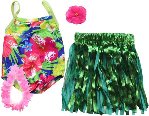 Sophia's 4 Piece Hawaiian Accessories and Floral Bathing Suit Set for 18'' Dolls