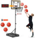 Kids Indoor Basketball Hoop with Scoreboard & Timer, Adjustable Height 3ft-5.8ft, Goal Toy for Outdoor Backyard Sports