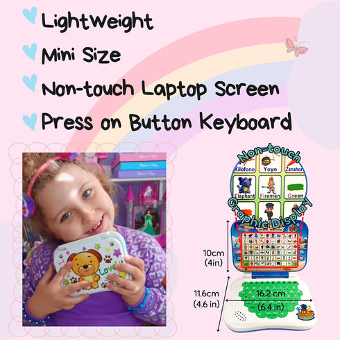 ZEENKIND Spanish & English Small Talking Laptop Toy for Kids 2-4 Years, Learn Alphabet, Numbers, Words, Math