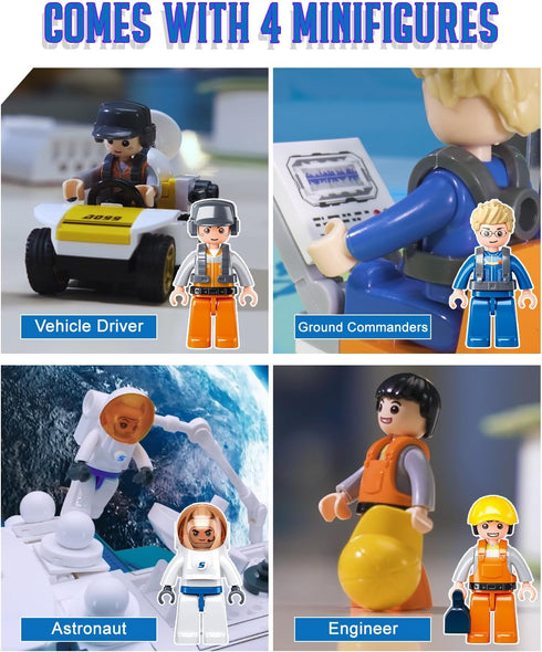 Set, 4 6-12, 424 City Space Launch Center Building Rocket Launchpad Building Kit with Astronaut Minifigures for STEM
