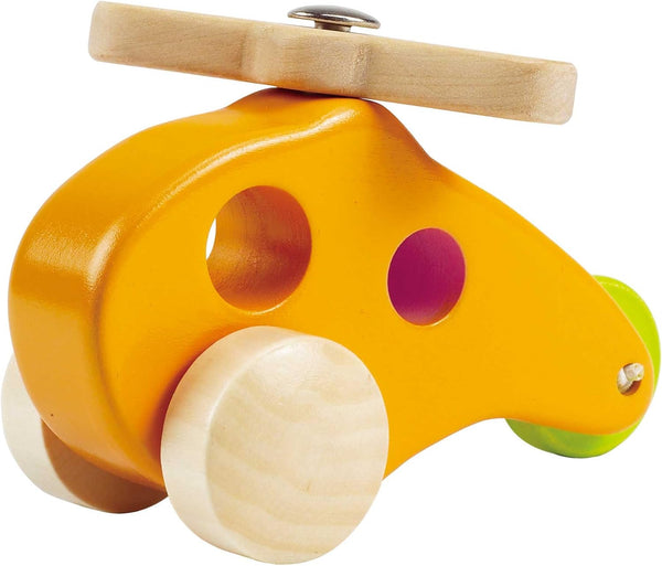 Hape Little Copter Wooden Toy Toddler Play Vehicle, Yellow - L: 5, W: 2.6, H: 3.5 inch