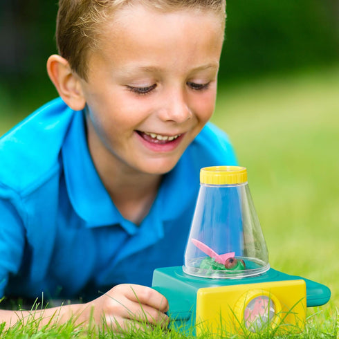 B. toys 9pc Toy Microscope Set with Sticker Book, Magnifying Glass & Tweezers, 3 Toy Bugs, Little Explorer Pack