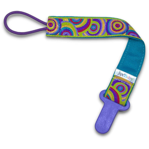 JaxBaby | Vibrant Targets Handmade Pacifier Strap with Clip | Woven Jacquard Paci Holder Cute Multicolor Baby Soothies