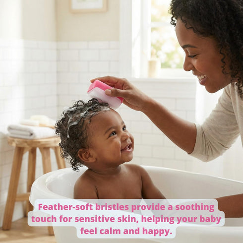 Set (5-Pack Cradle Cap Brush and Sponge for Baby - Bath Essentials for Newborns | Treatment Comb | Baby Bath Sponges