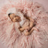 Newborn Photo Props Faux Fur Round Blanket, 23.6 inch Soft Baby Boy Girl Photo Mat, Light Pink