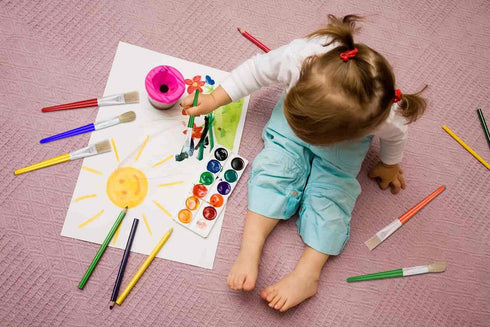 Anezus Large Chubby Paint Brushes Round and Flat for Washable Paint Acrylic Paint, 10Pcs for Preschool