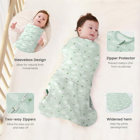 1.0 3-6 Baby Swaddle Sleep Sack, Tog New-Parent-Friendly Swaddle for Newborns & infant Months Baby Wearable Blanket