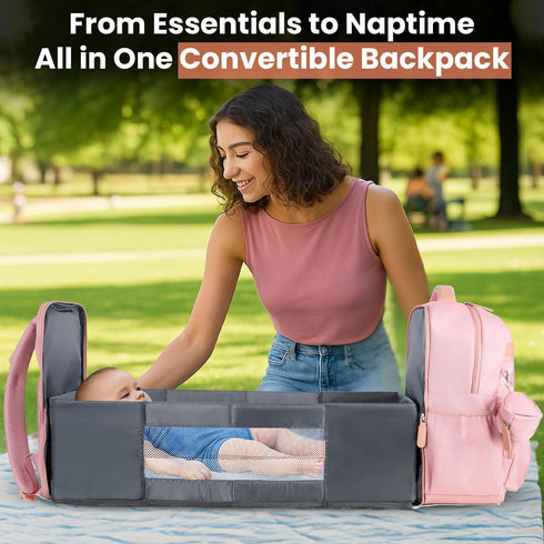Backpack 28Liters Baby Diaper Bag with Changing Station, Capacity Nylon Baby Registry Mom Bags, Travel Friendly Unisex