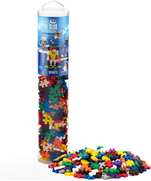 Plus-Plus Instructed Play Tube - Sports - 240 Piece Building STEM Toy, Create 4 Players with Interlocking Mini Puzzle