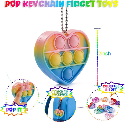 Murrilome 30Pcs Set, Valentine's Day Gift School Classroom Exchange Kit for Kids, Heart Shape Bubble Fidget Toys